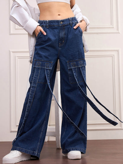 Navy Blue Front Pocket Jeans