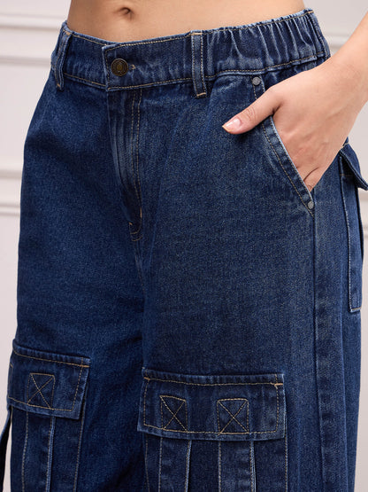 Navy Blue Front Pocket Jeans