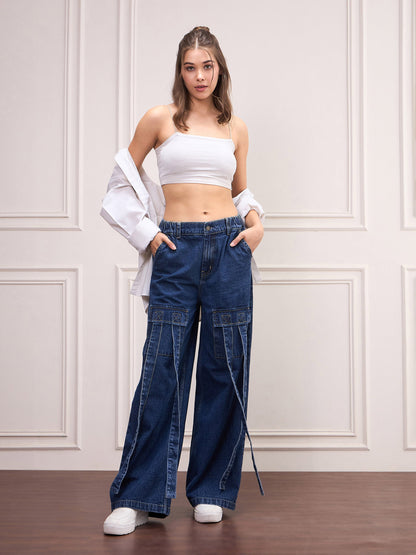 Navy Blue Front Pocket Jeans