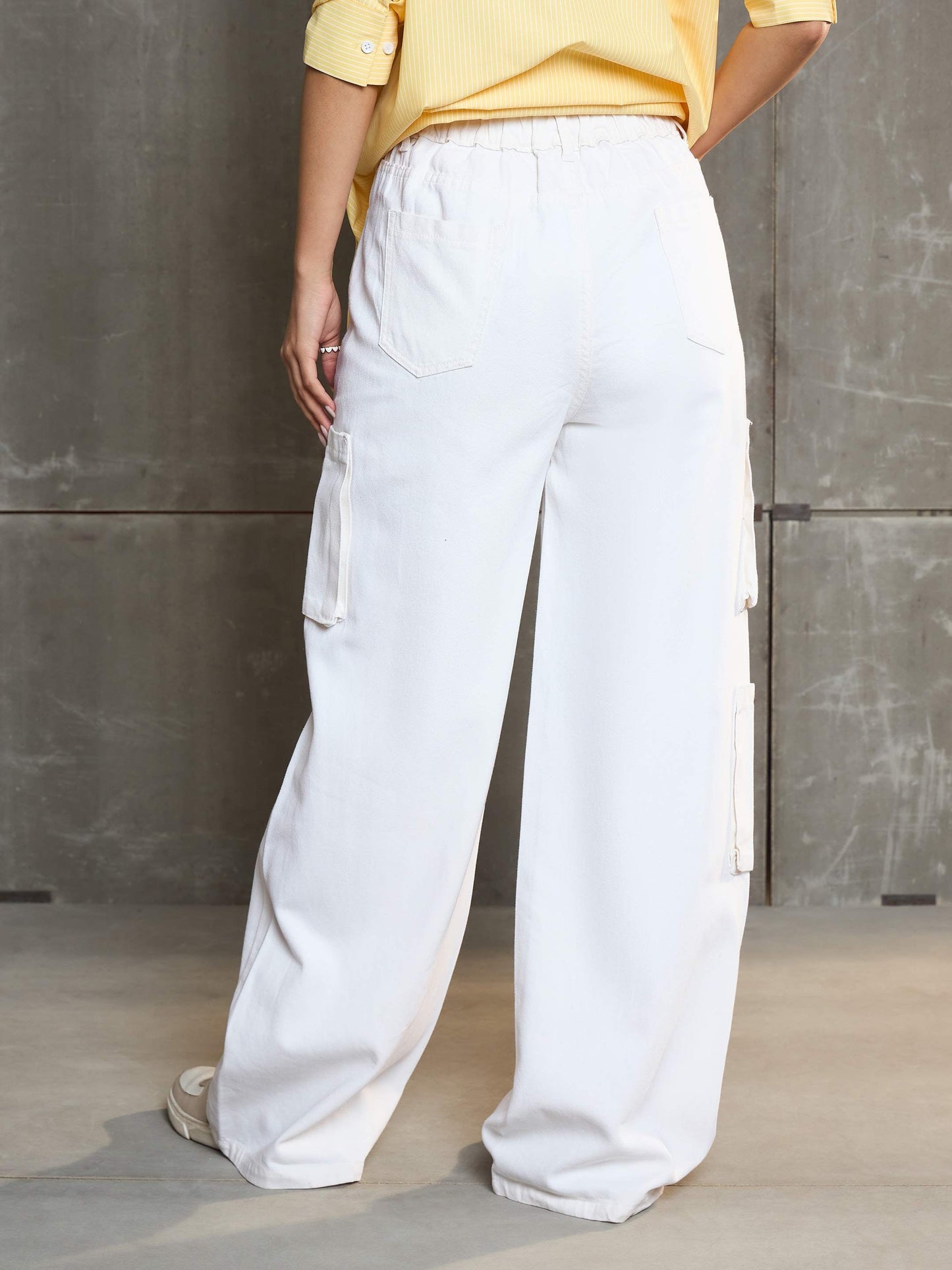 Women White Box Pocket Straight Premium Jeans