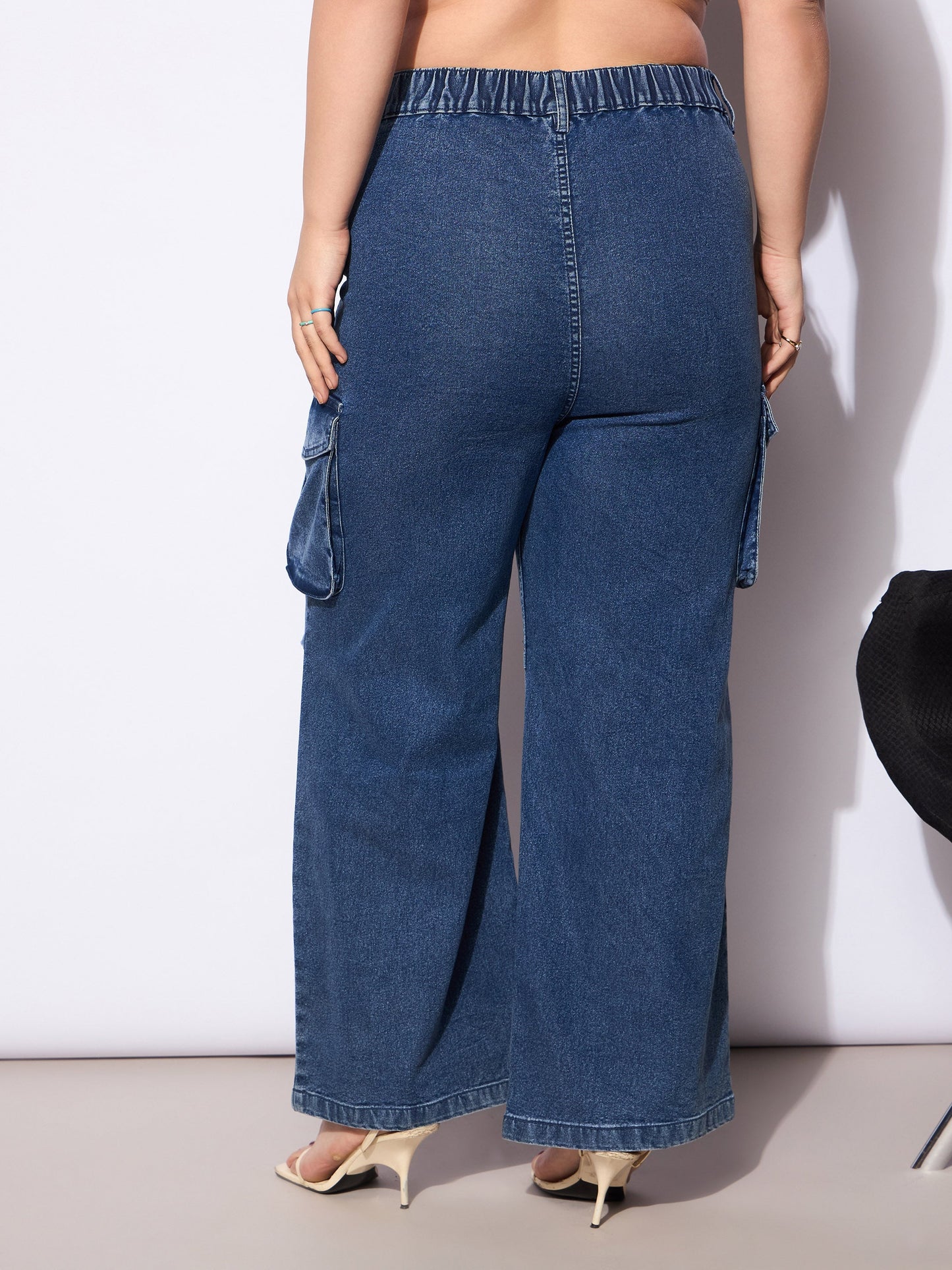 Navy Denim Front Seam Side Pockets Straight Jeans