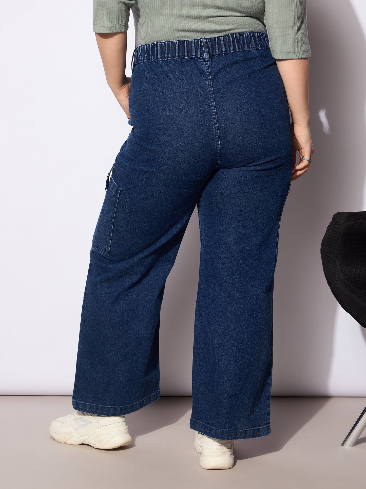 Navy Denim Side Pockets Straight Jeans