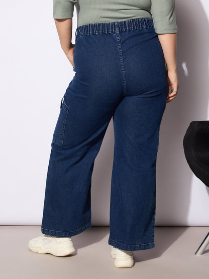 Navy Denim Side Pockets Straight Jeans