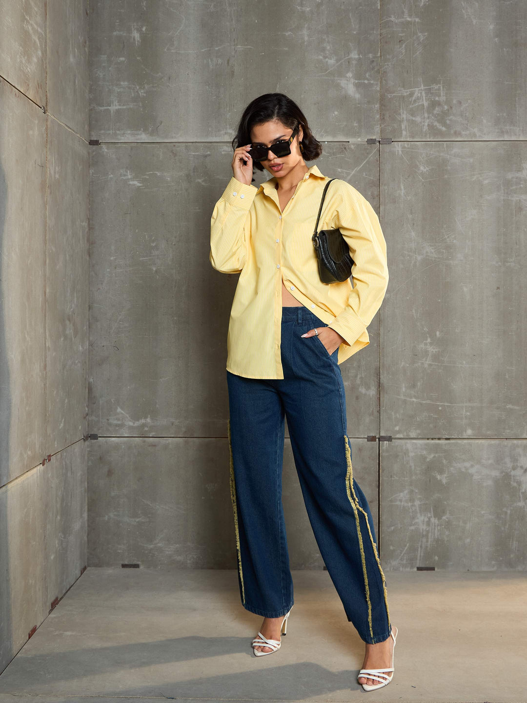 Women Navy Fringed Straight Fit Jeans