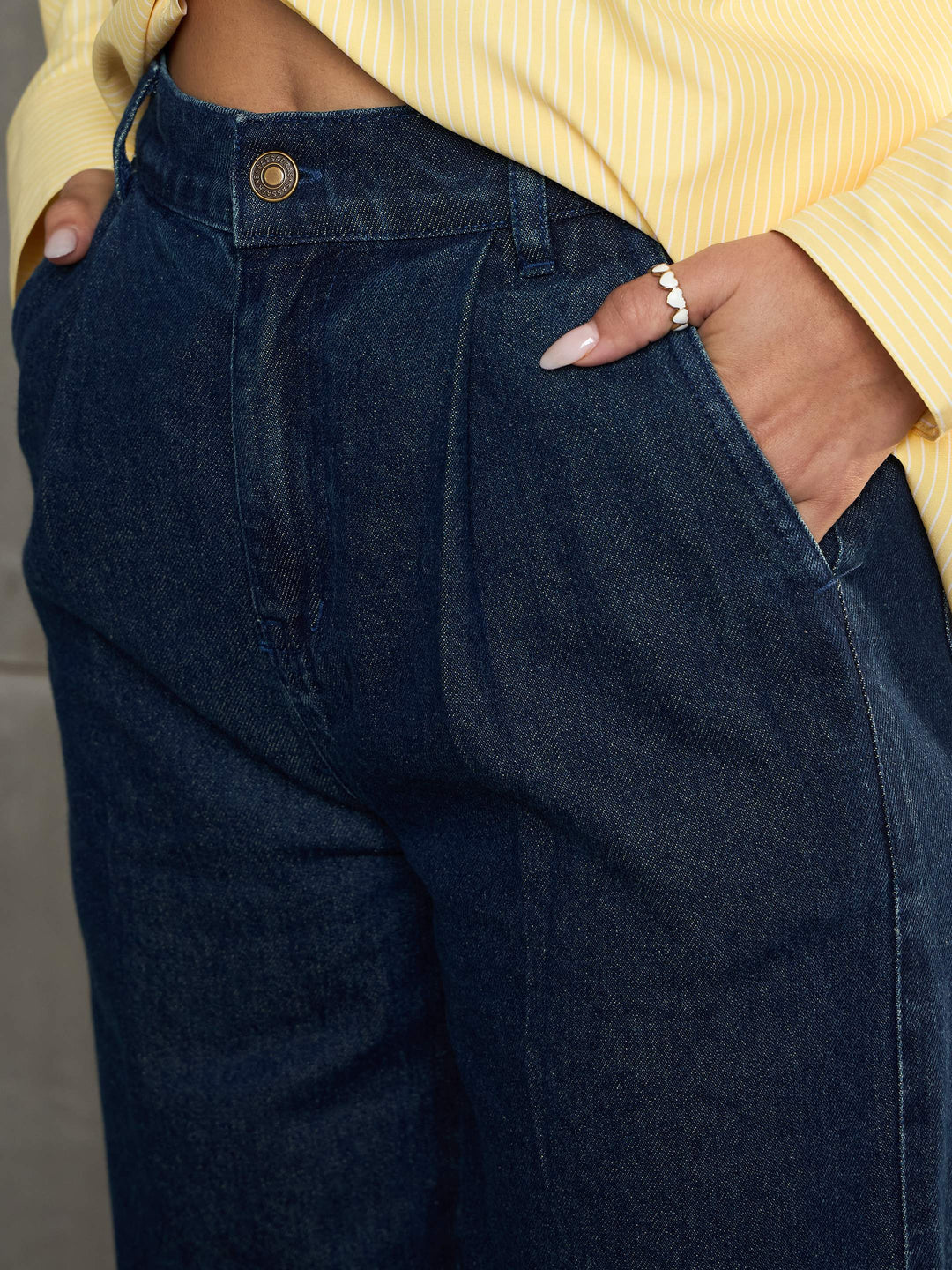 Women Navy Fringed Straight Fit Jeans