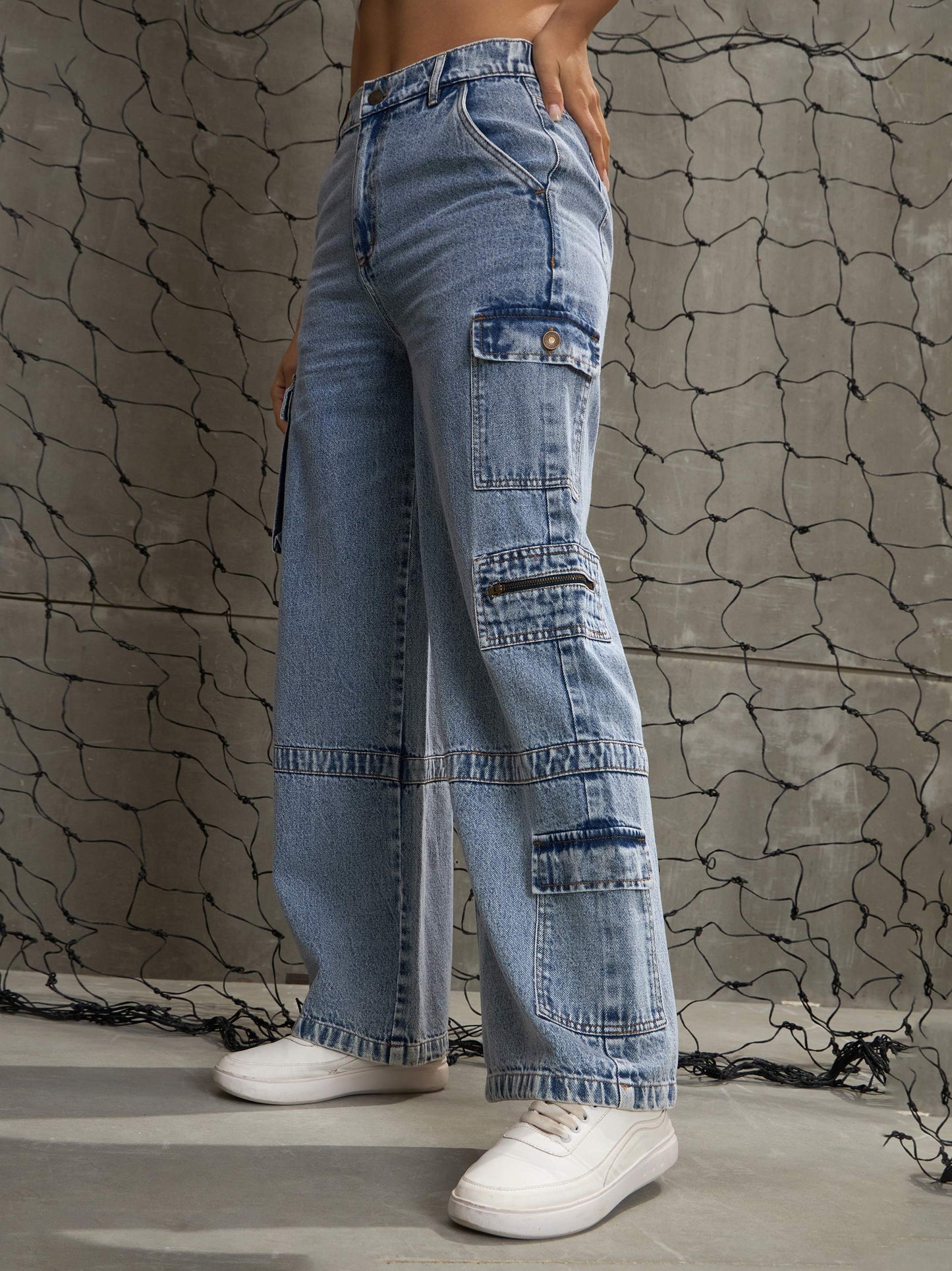 Women Ice Blue Denim Straight Fit Jeans
