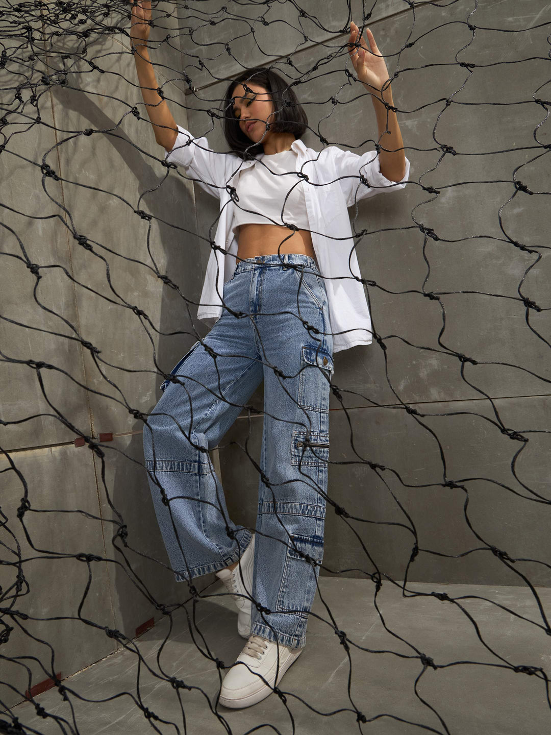 Women Ice Blue Denim Straight Fit Jeans