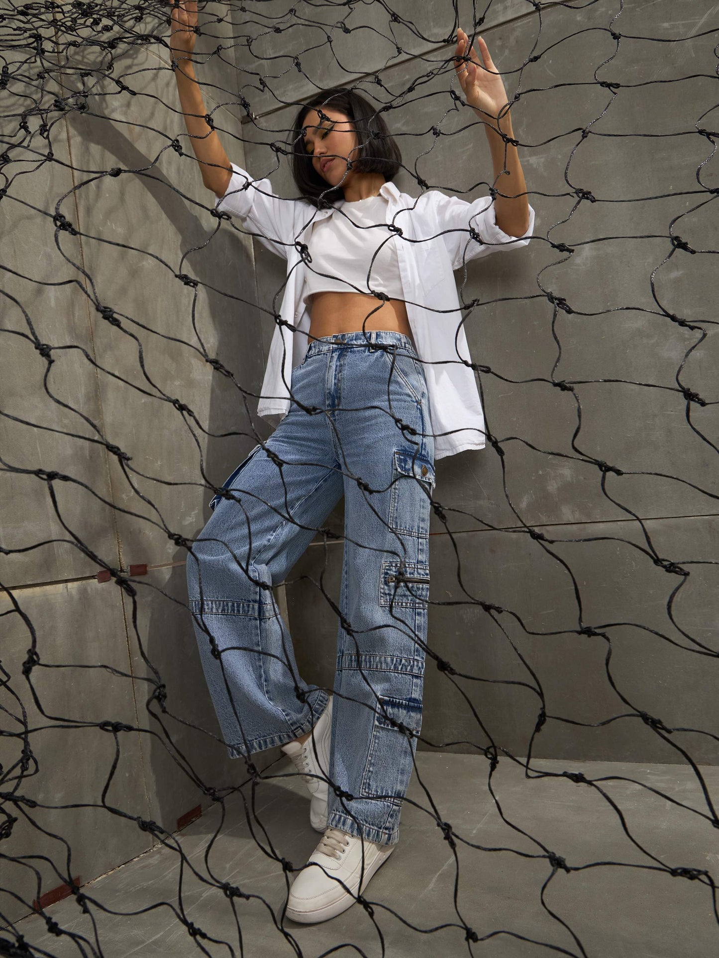 Women Ice Blue Denim Straight Fit Jeans