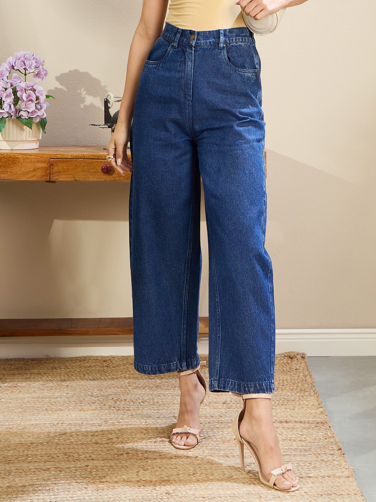 Women Dark Blue Balloon Fit Jeans