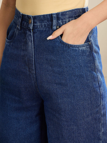 Women Dark Blue Balloon Fit Jeans
