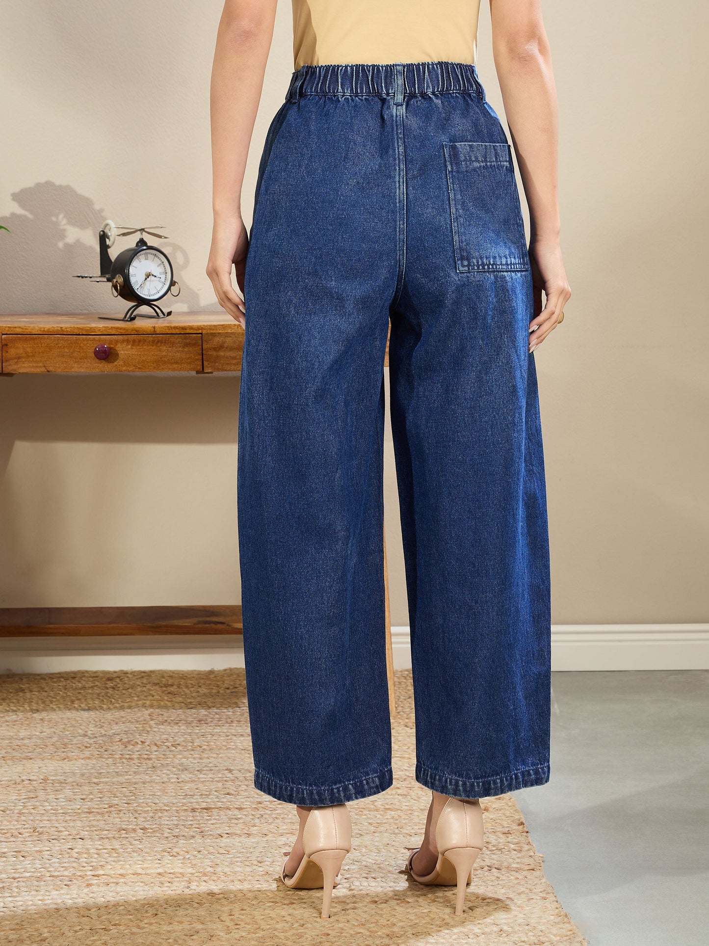 Women Dark Blue Balloon Fit Jeans