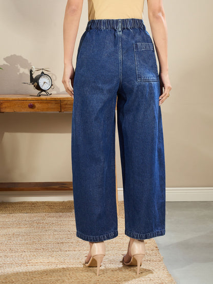 Women Dark Blue Balloon Fit Jeans