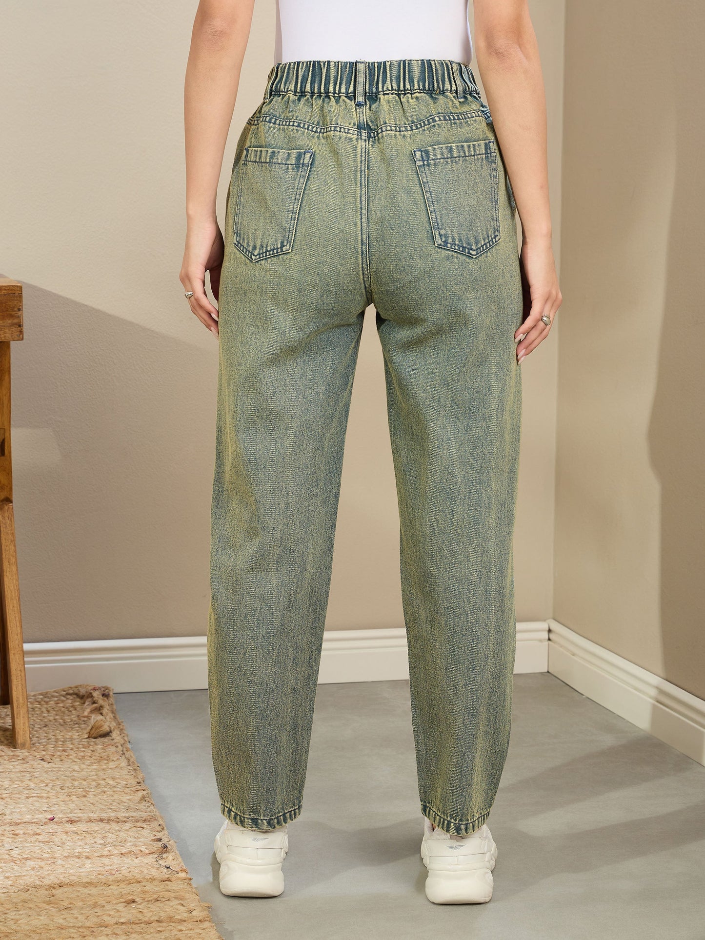 Green Washed Tapered Jeans