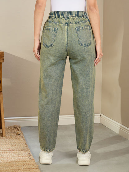Green Washed Tapered Jeans