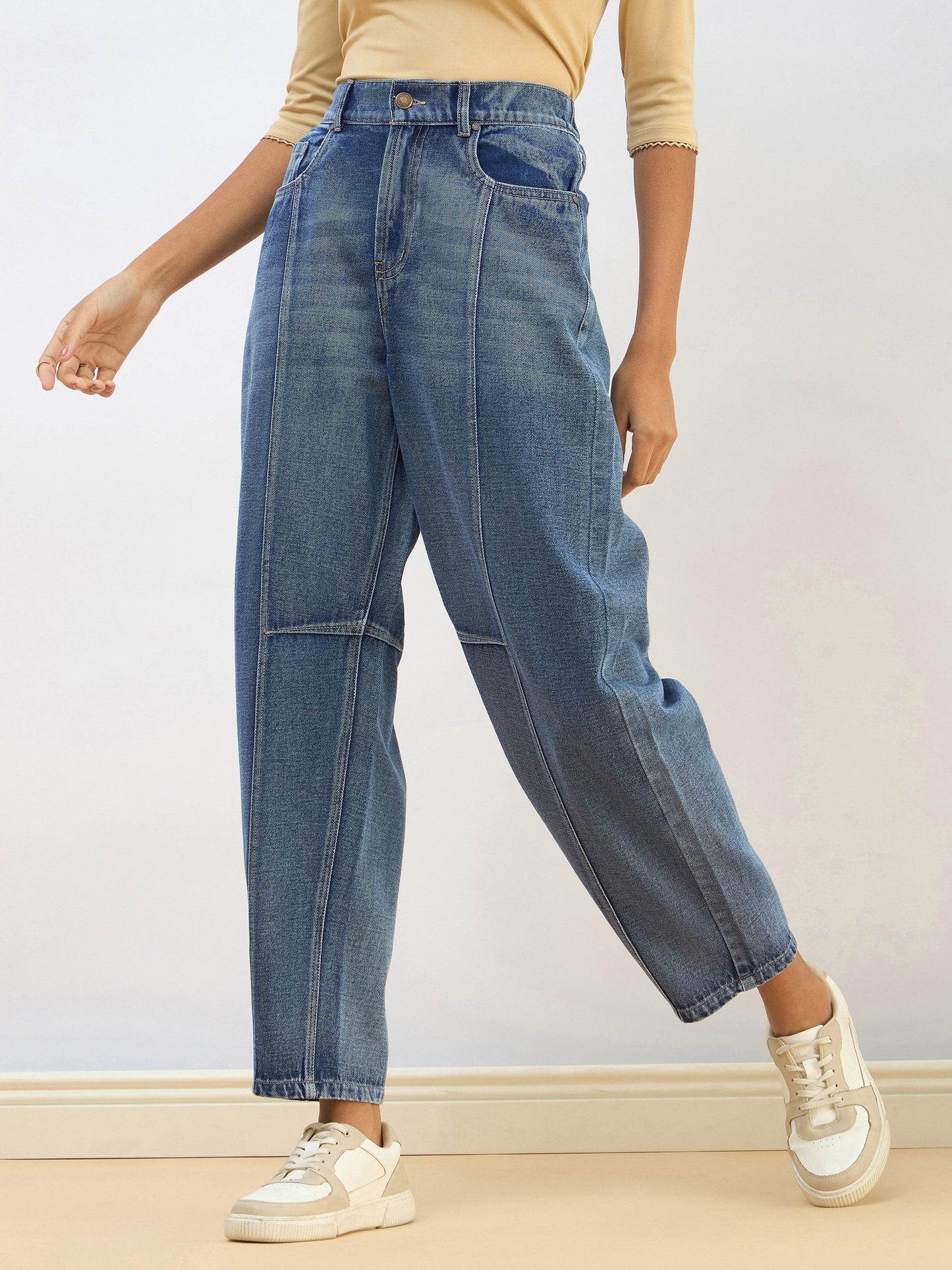 Blue Washed Balloon Fit Jeans