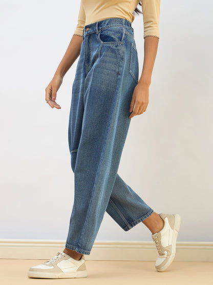 Blue Washed Balloon Fit Jeans