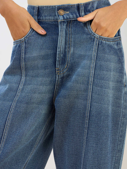 Blue Washed Balloon Fit Jeans