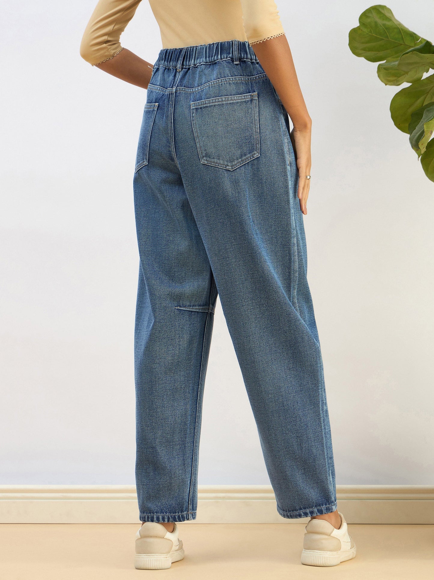 Blue Washed Balloon Fit Jeans
