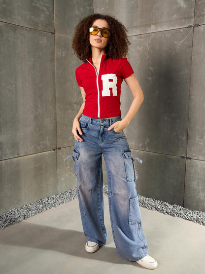Blue Washed Cargo Jeans