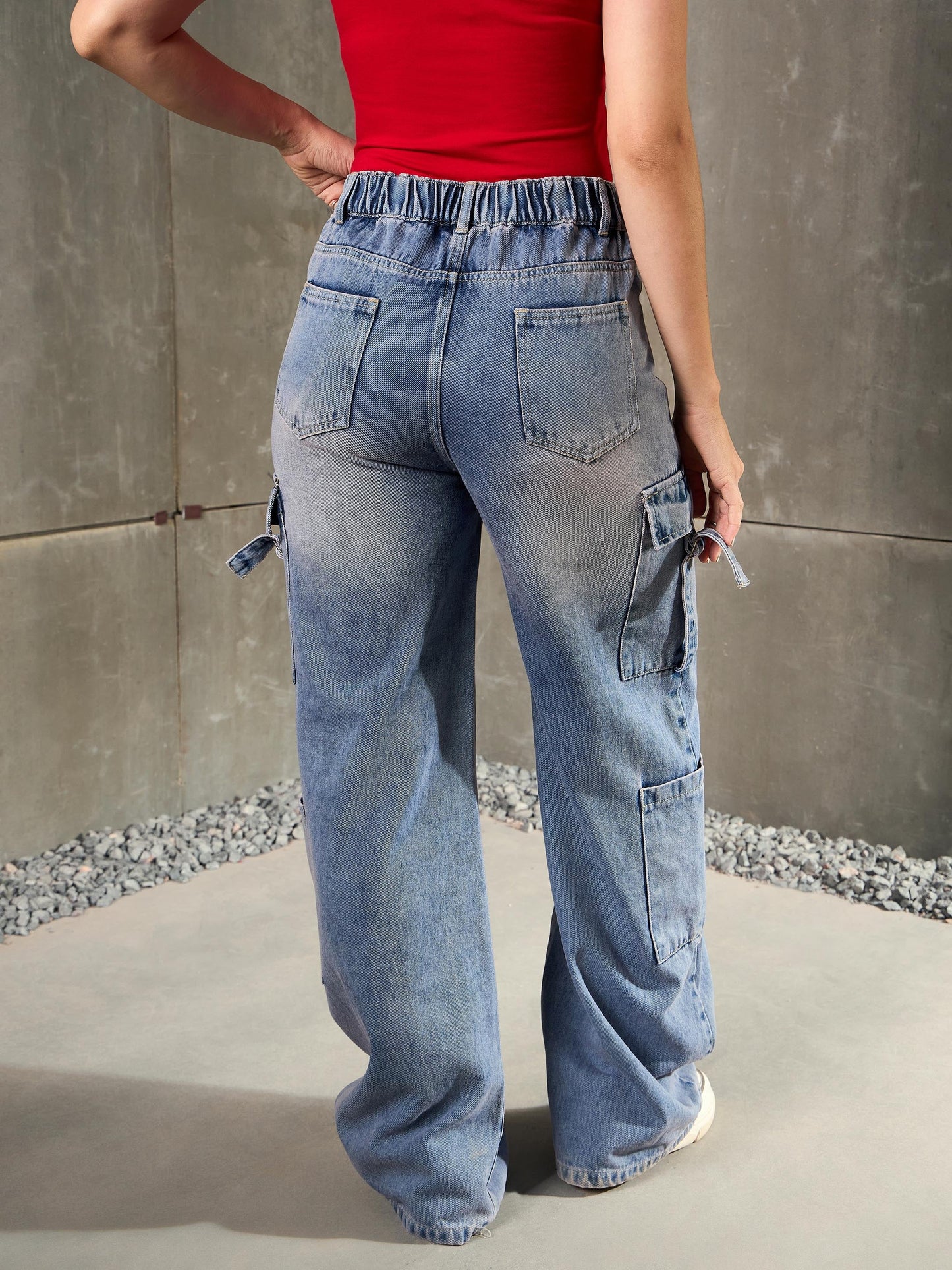 Blue Washed Cargo Jeans