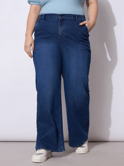 Plus size women's Navy Denim Navy Acid Wash Straight Fit Jeans by Sassafras Curve for wholesale buyers, boutiques, resellers and bulk orders from