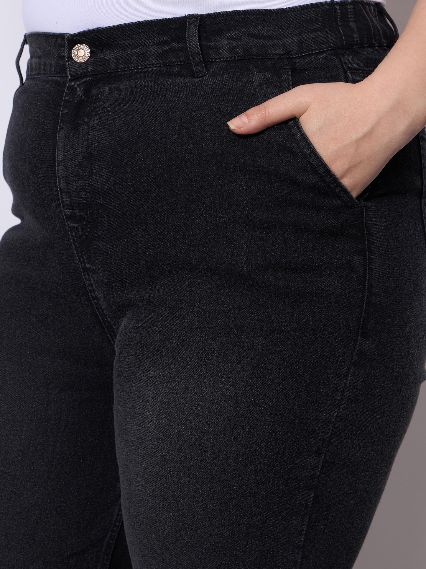 Black Acid Wash Straight Fit Jeans