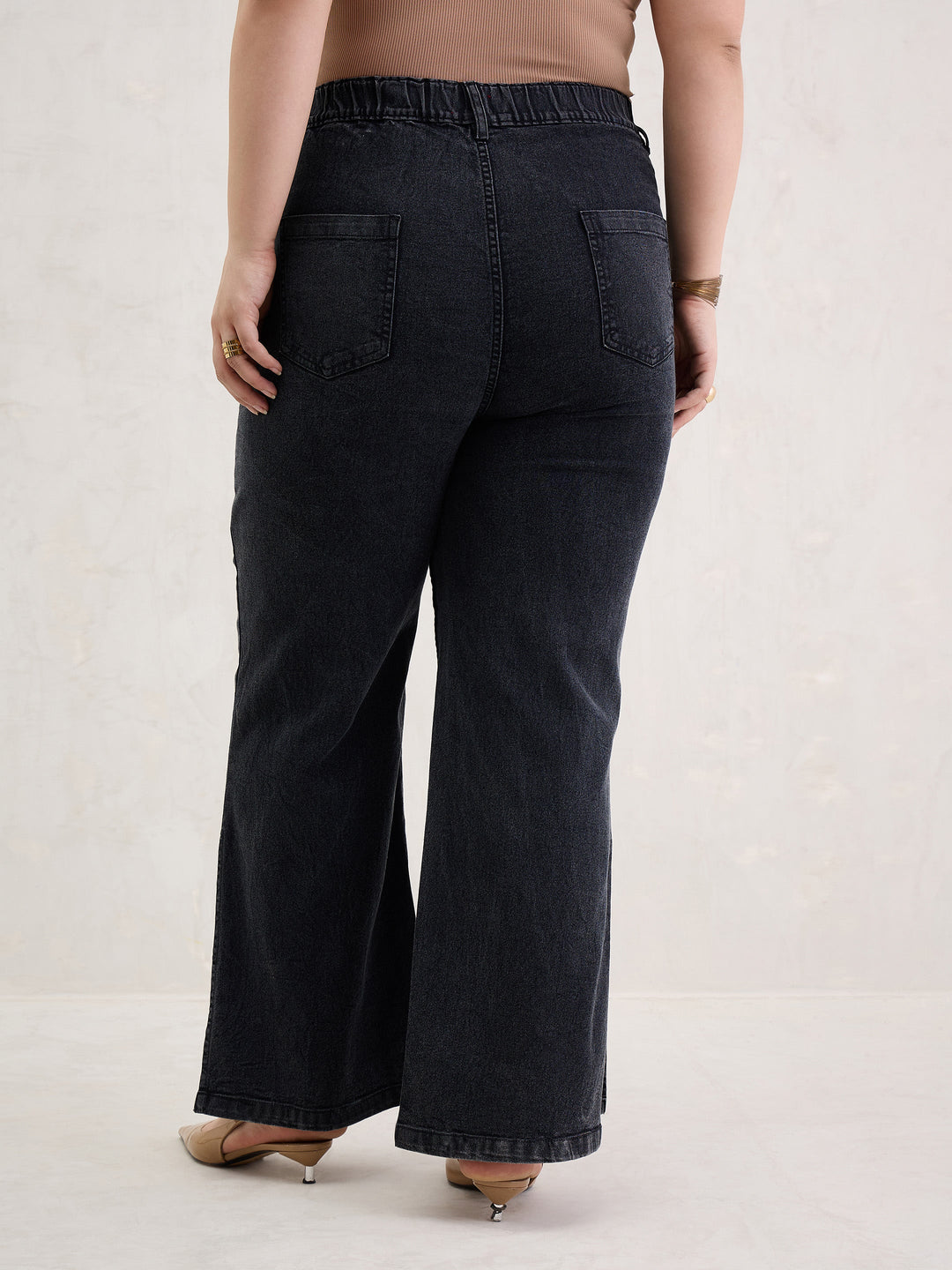 Black Blast Hem Slit Straight Jeans-SASSAFRAS Curve
