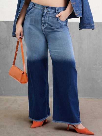 Blue Ombre Straight Jeans