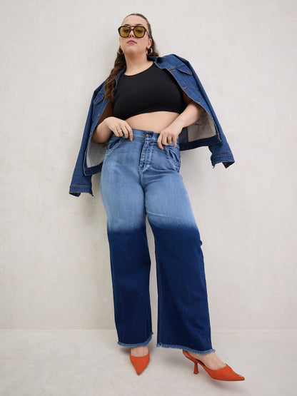 Blue Ombre Straight Jeans