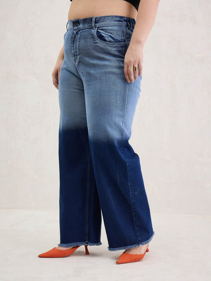 Blue Ombre Straight Jeans