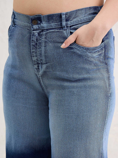 Blue Ombre Straight Jeans