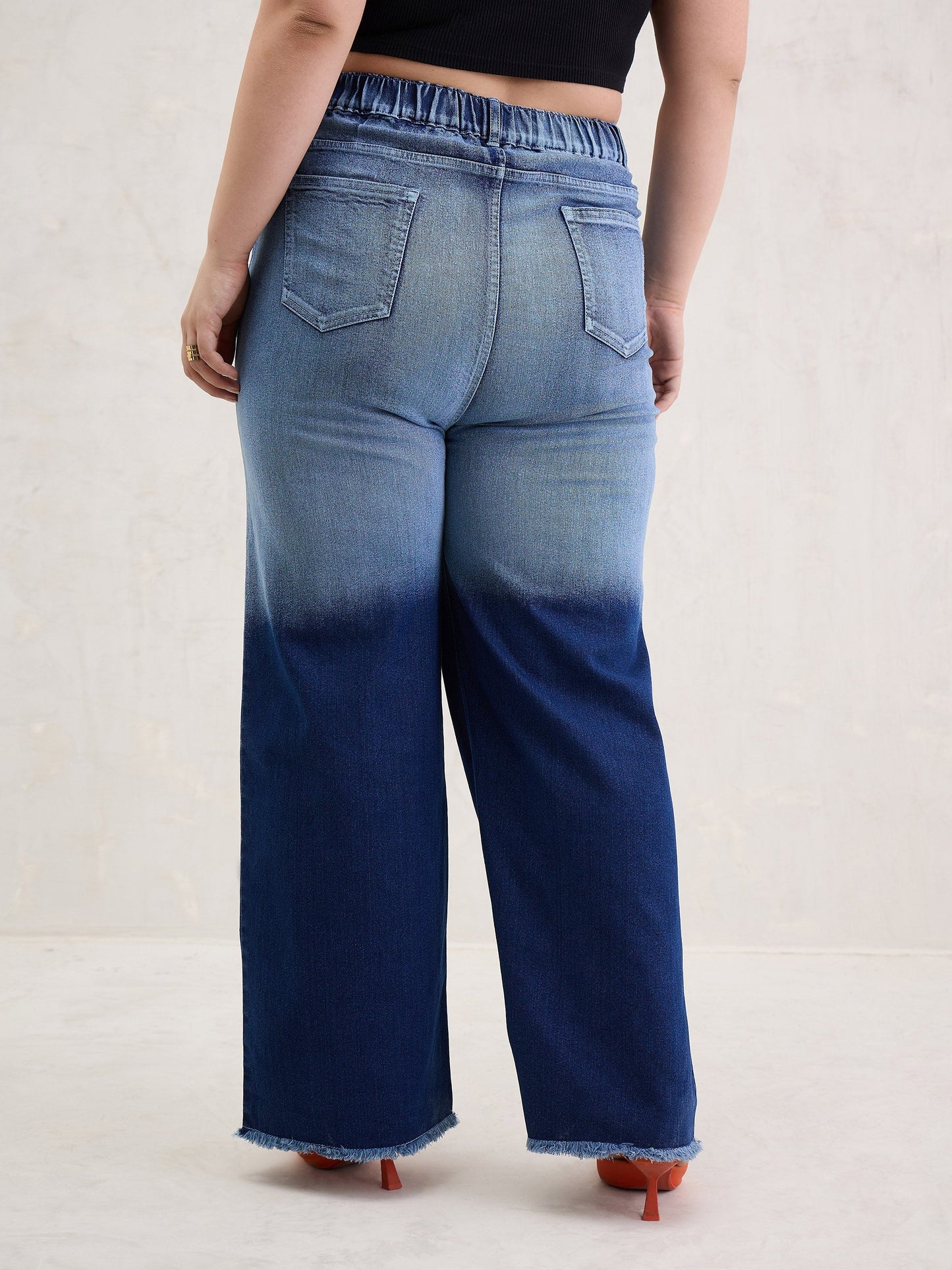 Blue Ombre Straight Jeans