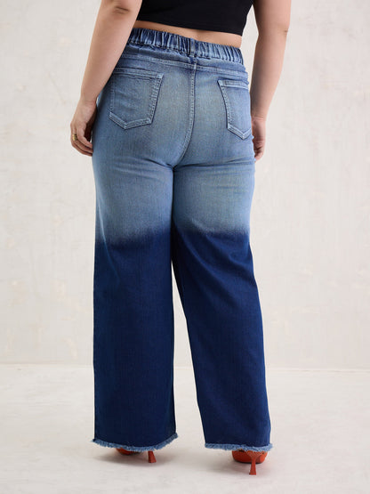 Blue Ombre Straight Jeans