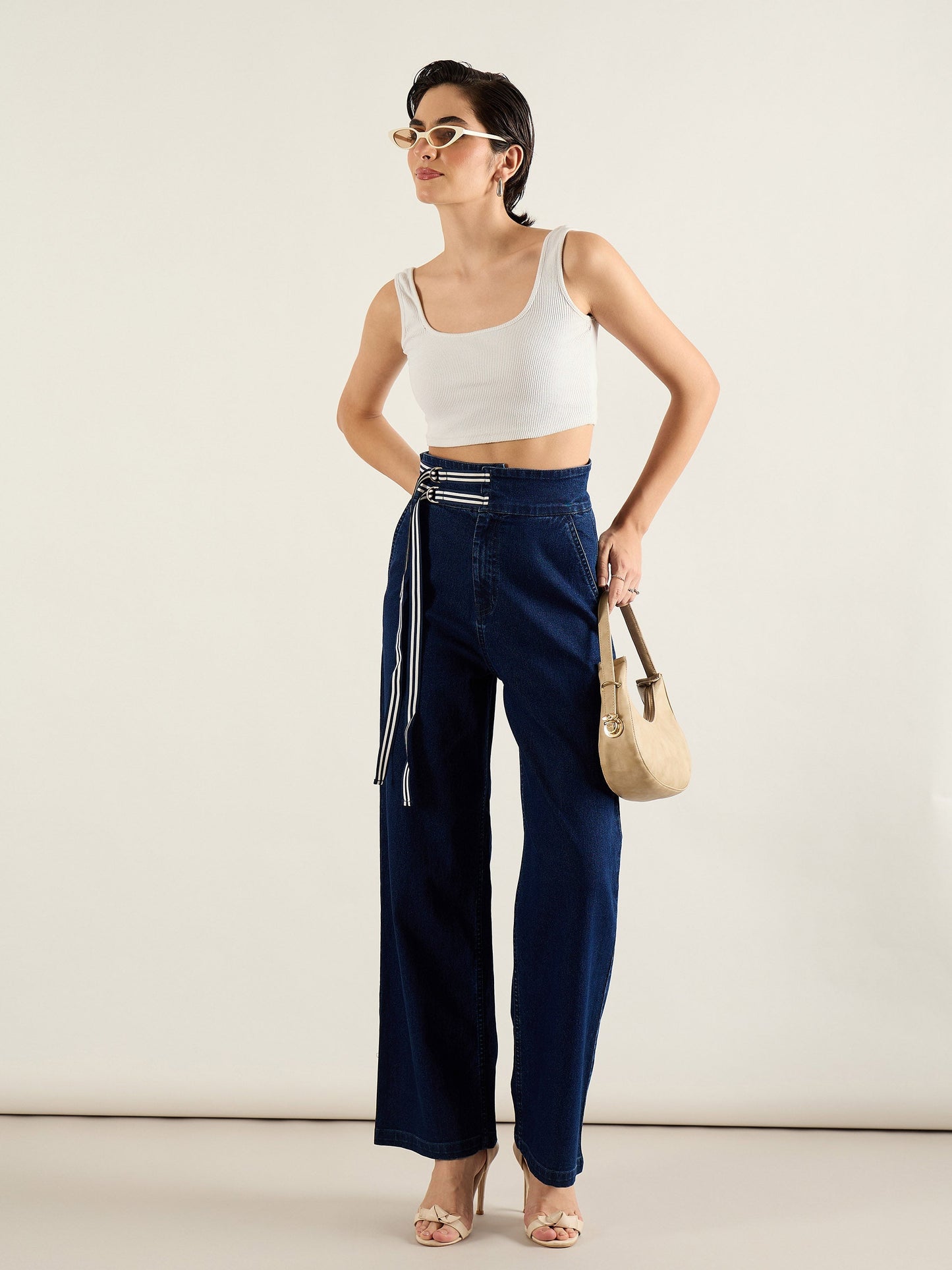 Navy Blue High Rise Straight Fit Jeans