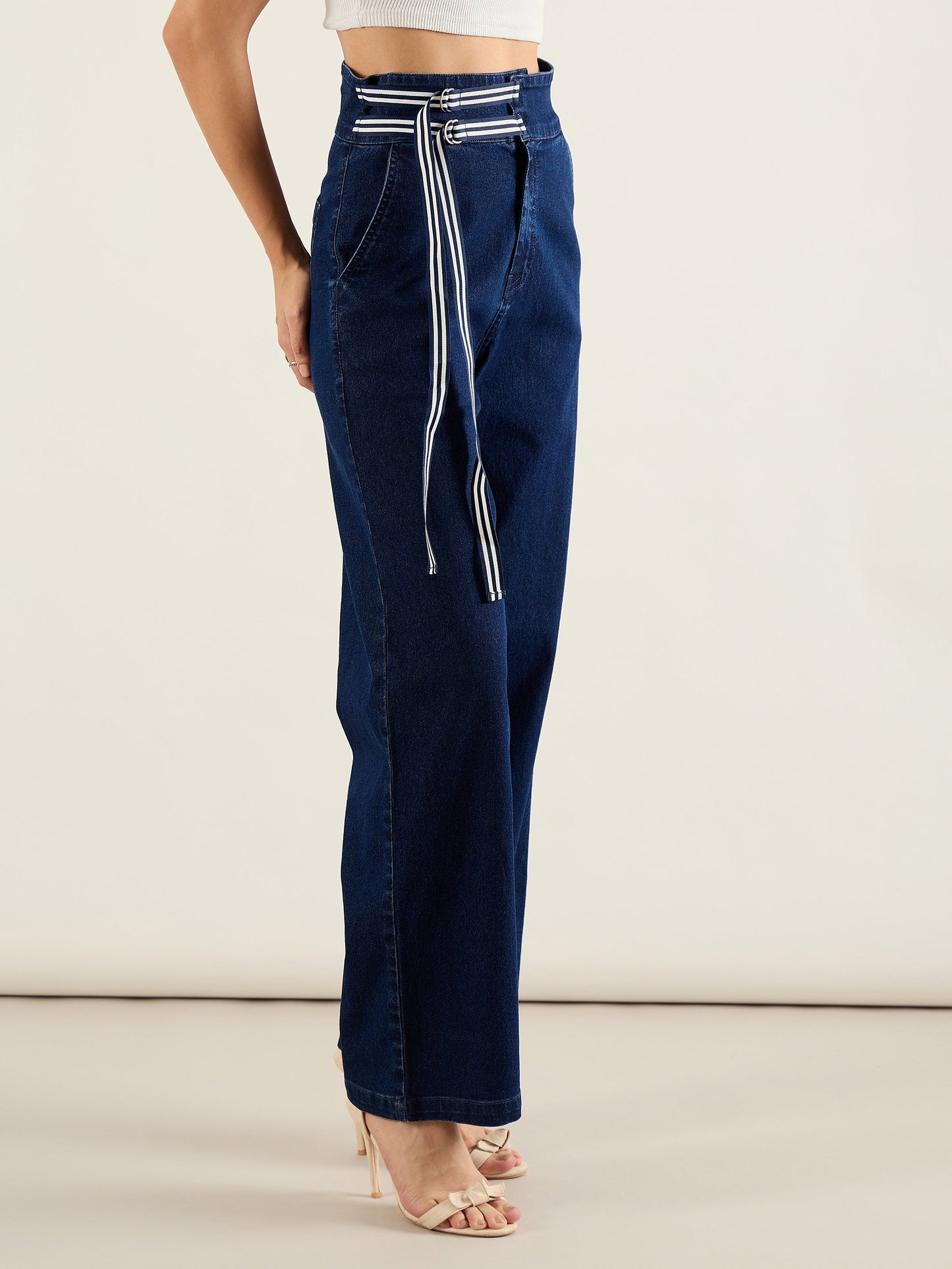 Navy Blue High Rise Straight Fit Jeans