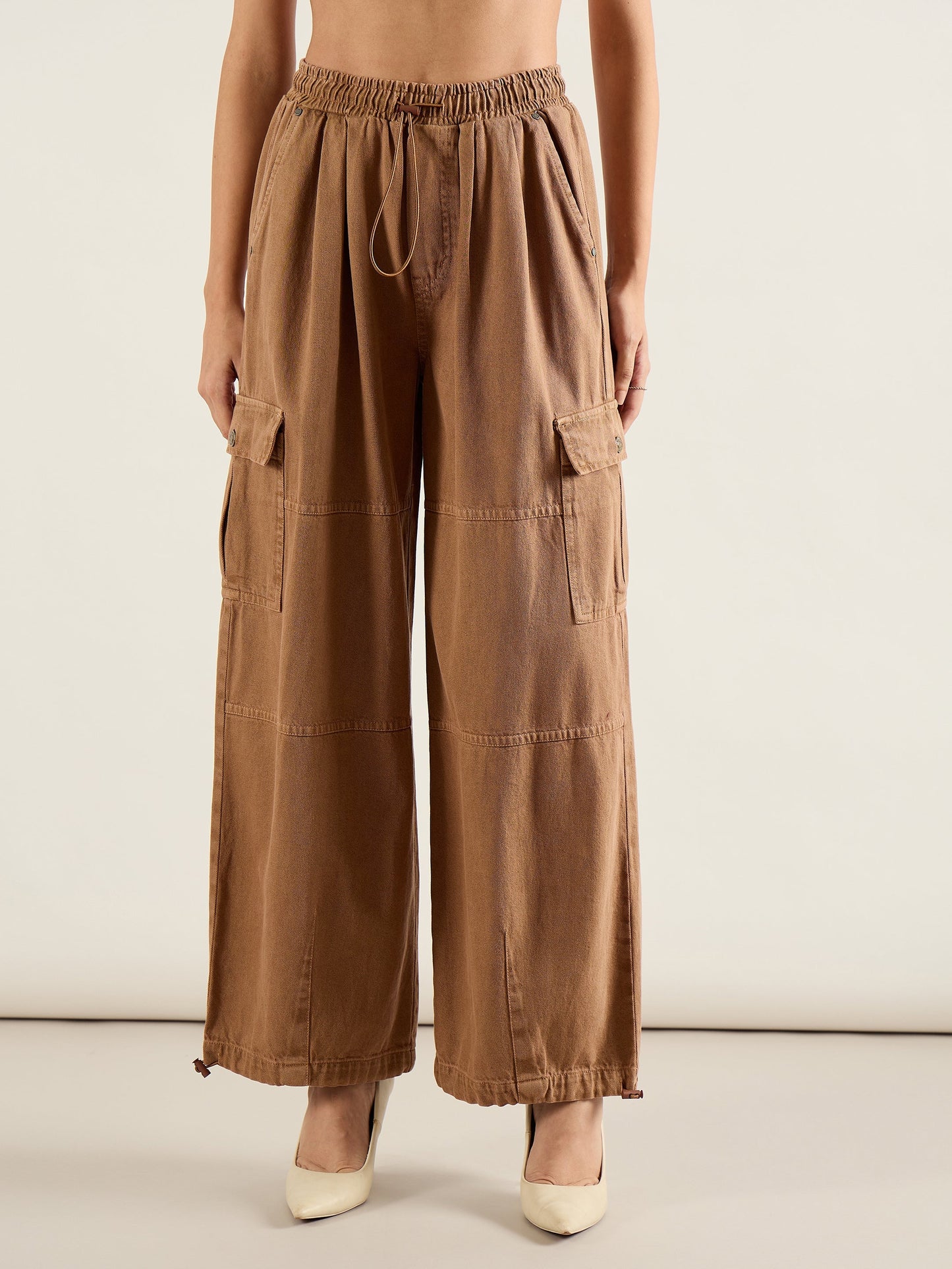Dark Brown Baggy Fit Cargo Jeans