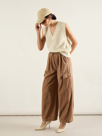 Dark Brown Baggy Fit Cargo Jeans