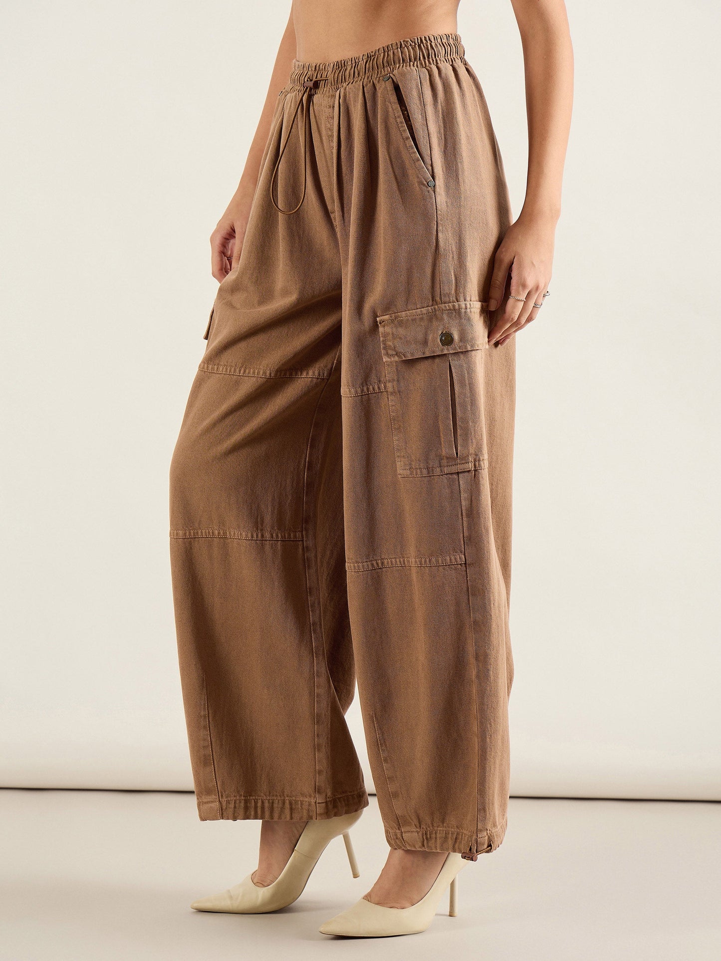 Dark Brown Baggy Fit Cargo Jeans