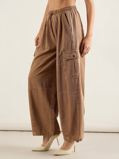Dark Brown Baggy Fit Cargo Jeans