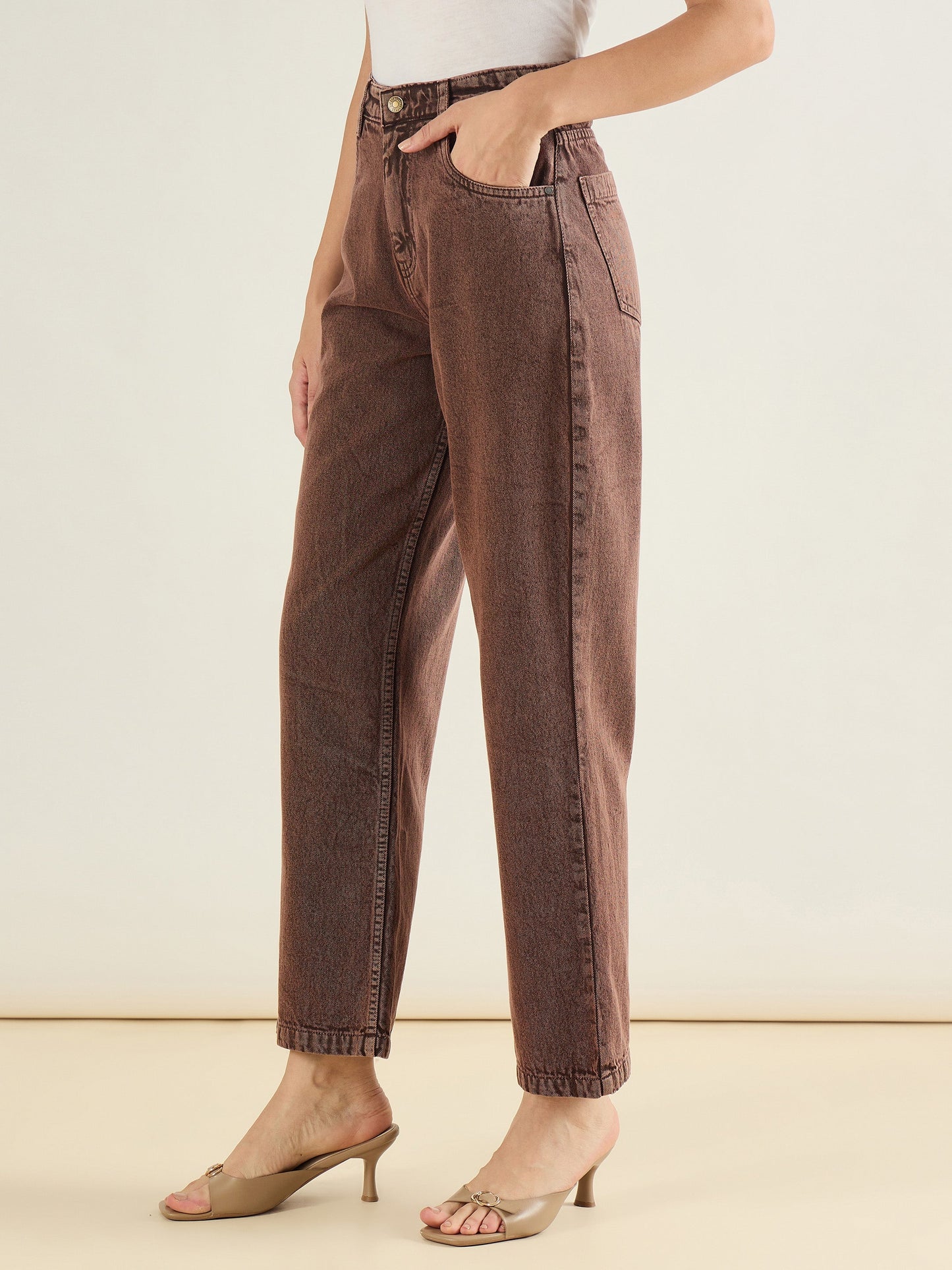 Brown Straight Fit Jeans