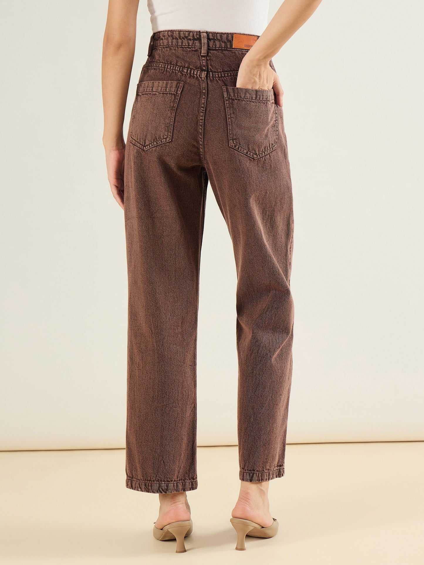 Brown Straight Fit Jeans