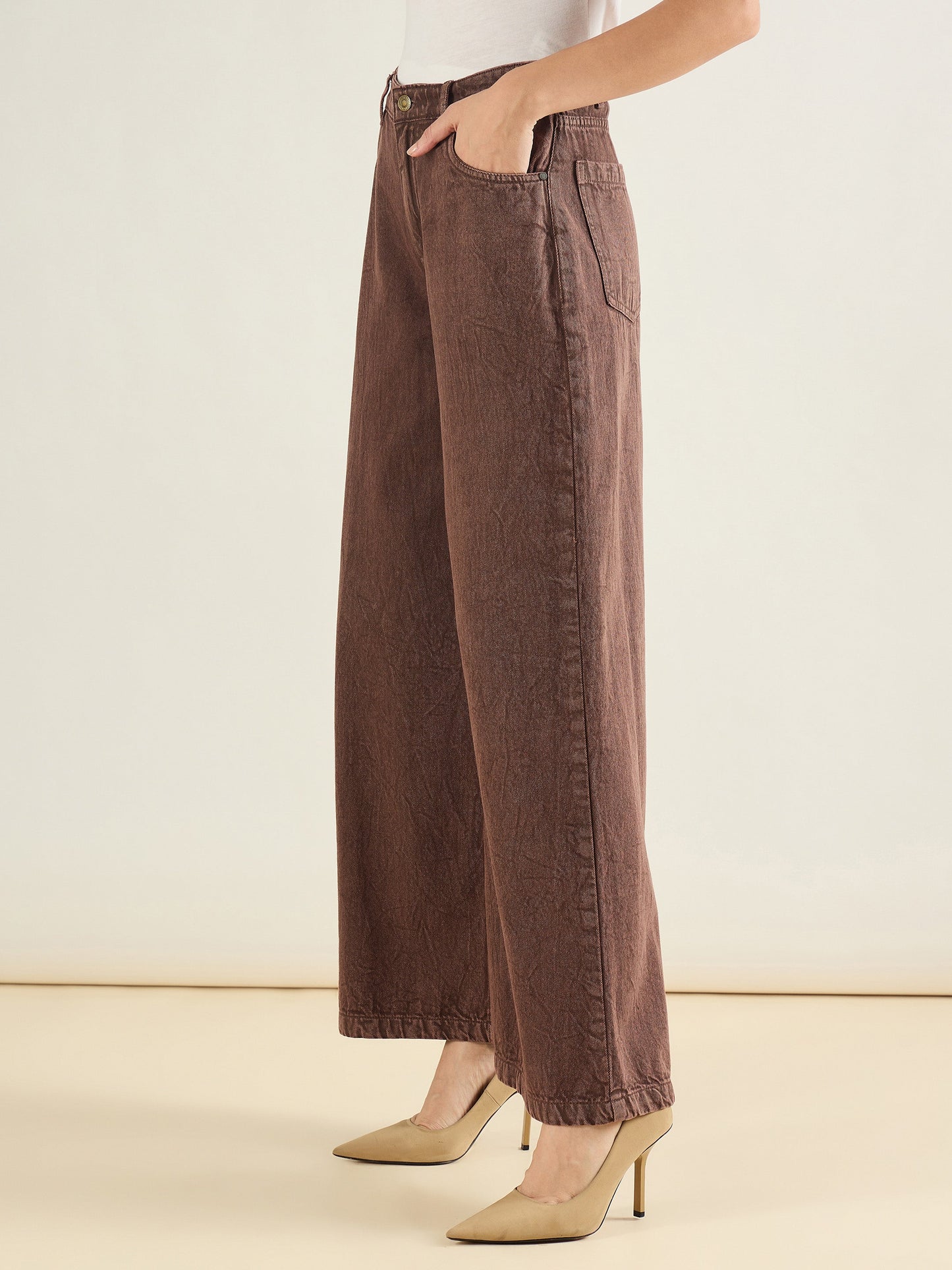 Brown Low Waist Wide Leg Baggy Jeans