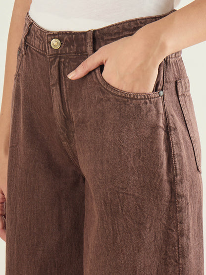 Brown Low Waist Wide Leg Baggy Jeans