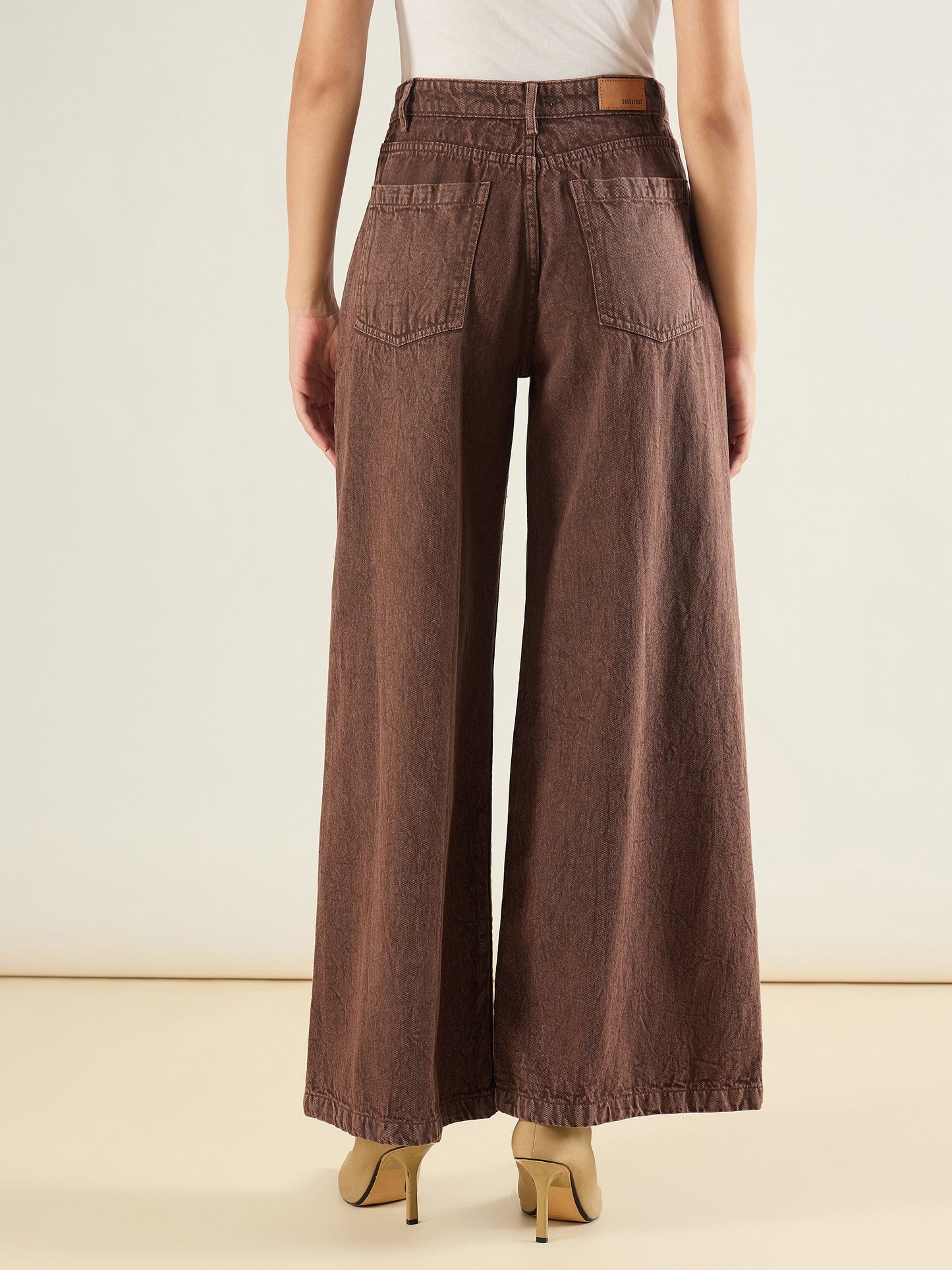 Brown Low Waist Wide Leg Baggy Jeans