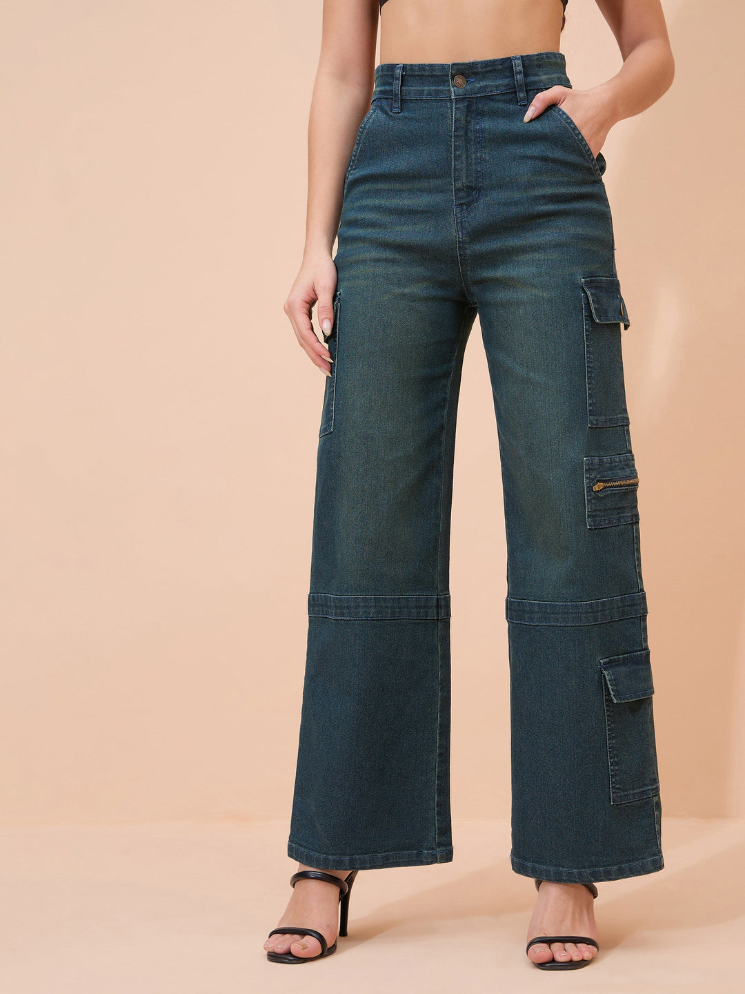 Women Blue Overdyed Denim Straight Fit Jeans