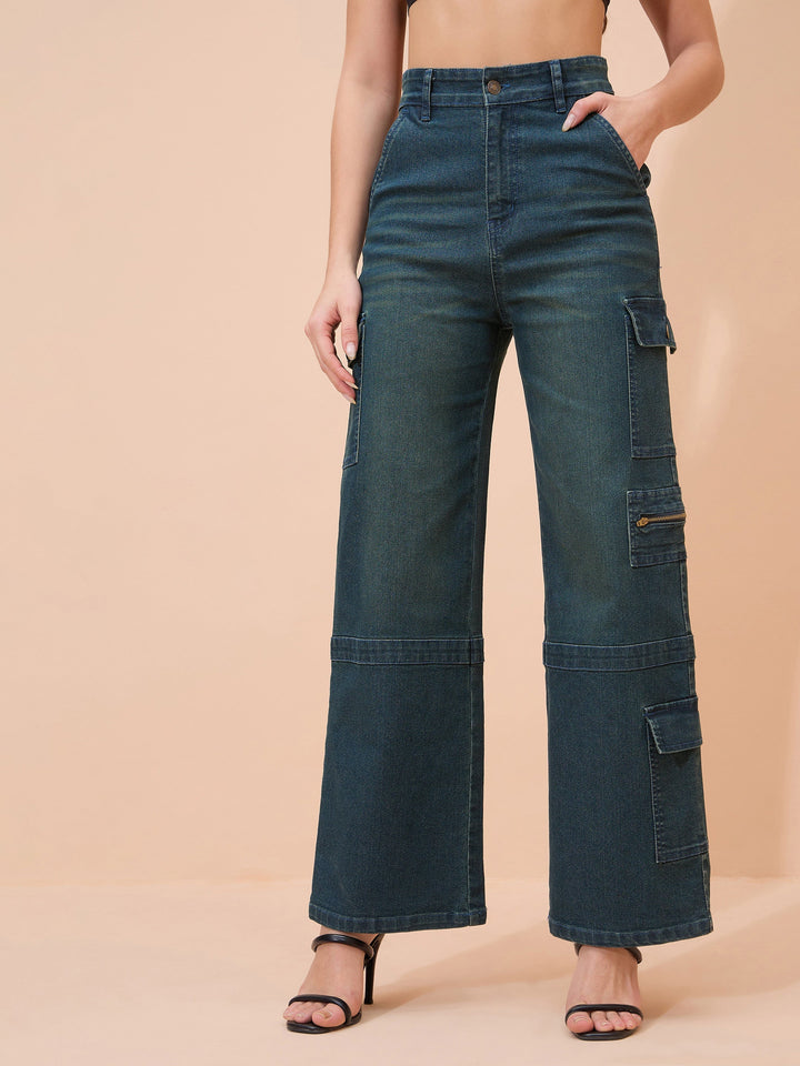Women Blue Overdyed Denim Straight Fit Jeans