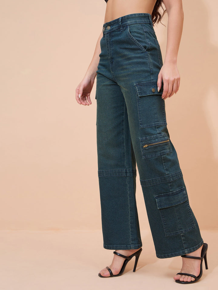 Women Blue Overdyed Denim Straight Fit Jeans