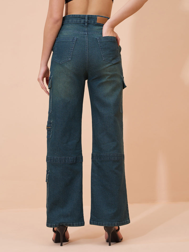 Women Blue Overdyed Denim Straight Fit Jeans