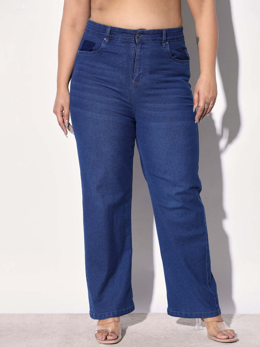 Women Navy Denim Straight Fit Jeans