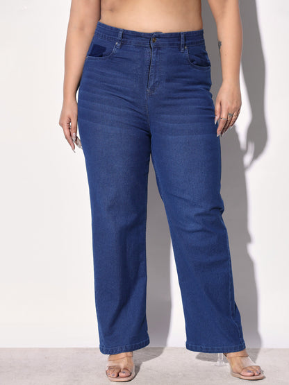 Women Navy Denim Straight Fit Jeans